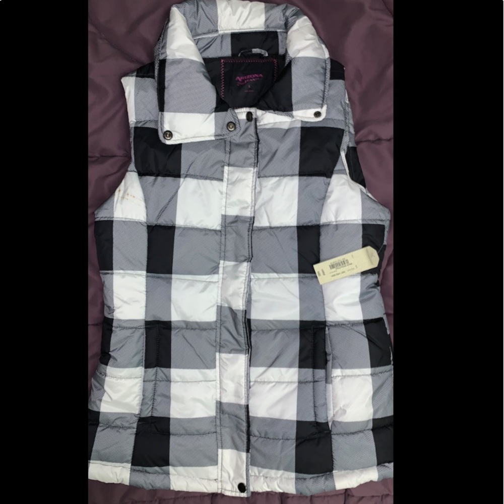 Black & white plaid vest